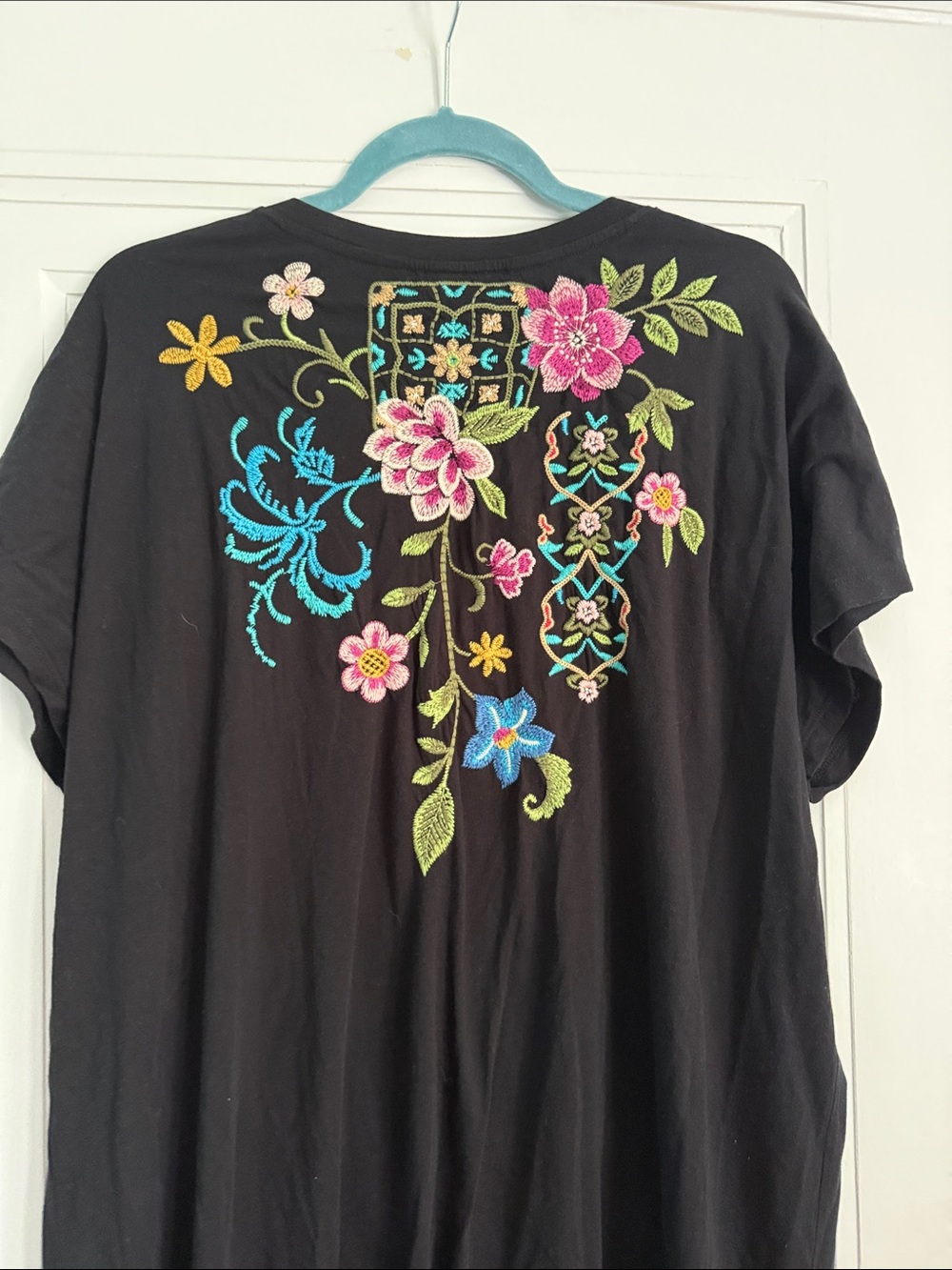Johnny Was Black Maxi Dress with Multicolor Floral Embroidery - Picture 9 of 12